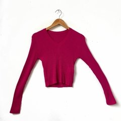 BLUSA BIBI CANELADA DECOTE V - PINK