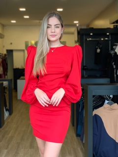 VESTIDO MANGA BUFANTE VERMELHO na internet