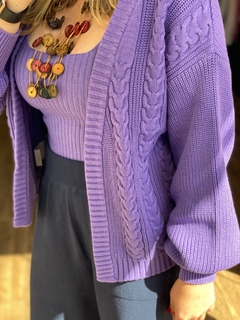 CASACO CARDIGAN ROXO