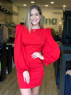 VESTIDO MANGA BUFANTE VERMELHO