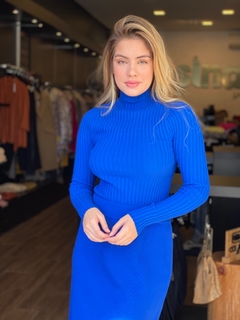 blusa azul tricot manga comprida