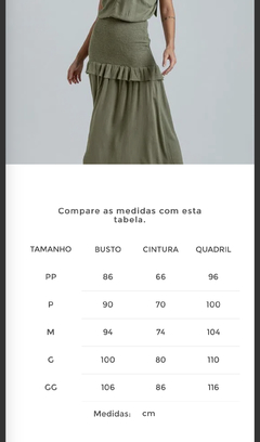 VESTIDO VERDE MILITAR LONGO LASTEX COM BABADOS - loja online