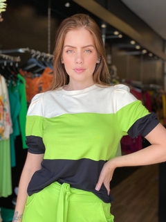 BLUSA MALHA MULTICOLOR VERDE - loja online