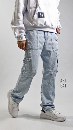 PANTALON CARGO DE JEAN RIGIDO 541 - comprar online