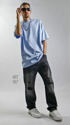 PANTALON JEAN MOM GRIS LOCALIZADO ART-597 - comprar online