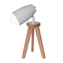 Lámpara de mesa trípode en madera paraíso