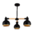 Araña colgante 3 luces en madera y metal negro o blanco
