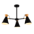 Araña colgante de 3 luces en madera y metal negro o blanco
