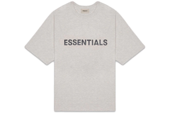 Fear of God Essentials Boxy T-Shirt Applique Logo Heather Oatmeal