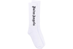 Palm Angels Gothic Intarsia Logo Socks White/Black (SS22)