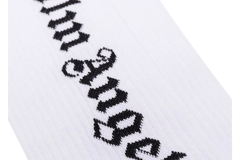 Palm Angels Gothic Intarsia Logo Socks White/Black (SS22) - comprar online