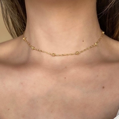 Choker Ouro Bolinhas Trabalhadas Espaçadas 30cm (6872) na internet