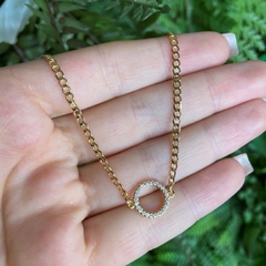 Pulseira Ouro Círculo Vazado Zircônia (6668) - comprar online