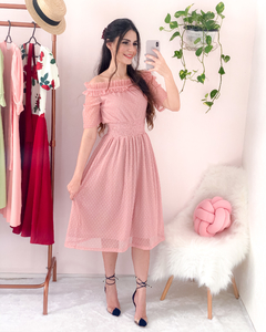 Vestido Ombro a Ombro Rosé - closetcarolineandrade