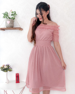 Vestido Ombro a Ombro Rosé - loja online