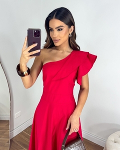 VESTIDO VERMELHO MIDI UM OMBRO SÓ - comprar online