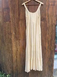 VESTIDO LAISE ALGODÃO LONGO AMARELO MANTEIGA - loja online