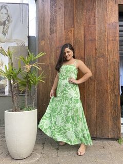 Imagem do VESTIDO LONGO CREPE ESTAMPADO VERDE 42