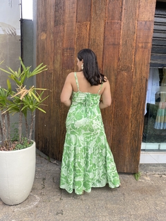 VESTIDO LONGO CREPE ESTAMPADO VERDE 42