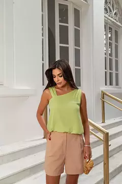 BLUSA VERDE LIMA CREPE ALÇA ASSIMÉTRICA - loja online