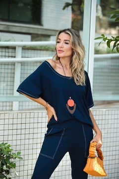 CONJUNTO BLUSA E CALÇA FLARE PESPONTO MALHA COMFY VERDE - Camila Raidan