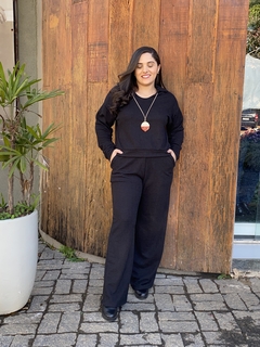 CONJUNTO PRETO BLUSA MANGA LONGA E PANTALONA TWEED - Camila Raidan