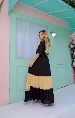 Imagem do VESTIDO LONGO PRETO BOHO CHIC BORDADO