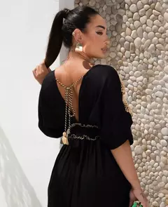 VESTIDO LONGO PRETO BOHO CHIC BORDADO - Camila Raidan