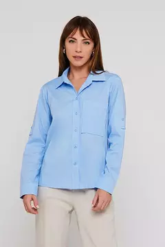 CAMISA AZUL CLARO MANGA LONGA DETALHE MARTINGALE