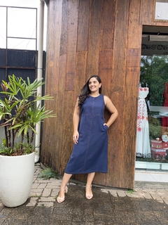 VESTIDO MIDI PESPONTO COM BOLSOS - Camila Raidan