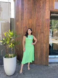 VESTIDO MIDI ALFAIATARIA VERDE LIMA 42 na internet