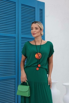 CONJUNTO MALHA COMFY BLUSA E SAIA LONGA TRÊS MARIAS CÓS ELÁSTICO - loja online