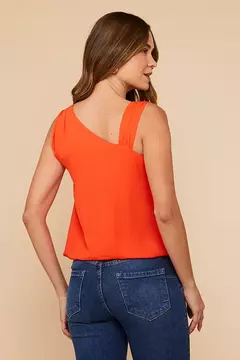 BLUSA VERDE LARANJA CREPE ALÇA ASSIMÉTRICA - comprar online