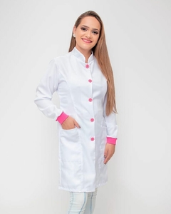 Jaleco Sabrina - Branco botões rosa - comprar online