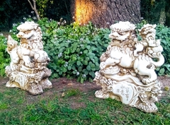 Pareja De Perros Fu Grandes Jardin Exterior Decoracion - Artesanias Paradise Home & Deco