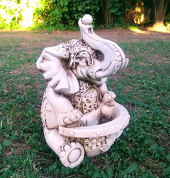 Bebedero De Aves Elefante De Resina Jardin Estatua Hindu 28 Cm