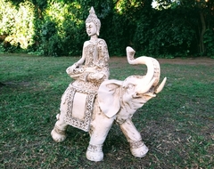 Elefante Con Buda De Jardin Estatua De Resina  Exterior - comprar online