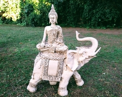 Elefante Con Buda De Jardin Estatua De Resina  Exterior