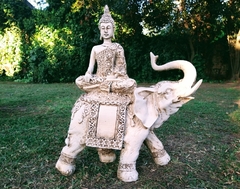 Elefante Con Buda De Jardin Estatua De Resina  Exterior