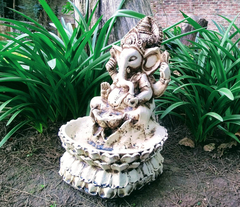 Ganesha Fuente De Agua Con Bomba Y Luz Incluidas - Artesanias Paradise Home & Deco