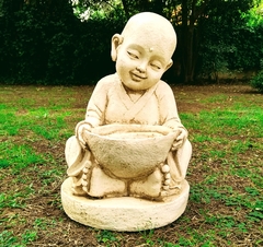 Buda Sonriente Con Cuenco Estatua De Resina Apto Exterior Jardin Decoracion