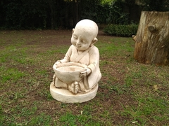 Buda Sonriente Con Cuenco Estatua De Resina Apto Exterior Jardin Decoracion - tienda online