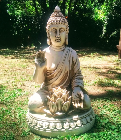 Buda Loto Candelabro Posavelas Estatua De Resina Apto Exterior Jardin Decoracion