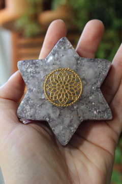 Orgonite Estrela Mandala com Quartzo Rosa