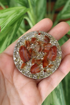 Orgonite Pastilha Com Ágata de Fogo. Orgonite de Bolso