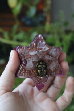 Orgonite Estrela Buda com Quartzo Rosa