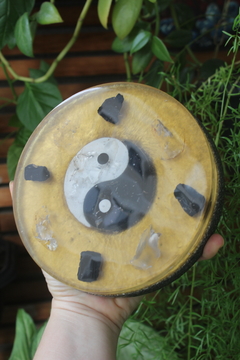 Orgonite Mandala Yin Yang com Cristal e Turmalina