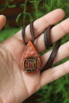 Orgonite Pingente Signo Gêmeos com Quartzo Rosa