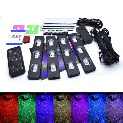 Luces Led Tunning Auto P/interior Audiorítmico Rgb X4 Control Remoto