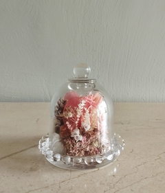 Mini Redoma de Vidro Com Arranjo Floral Natural - Casa de Domingo